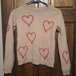 Philosophy Tan Sweater with Red Heart Motif
